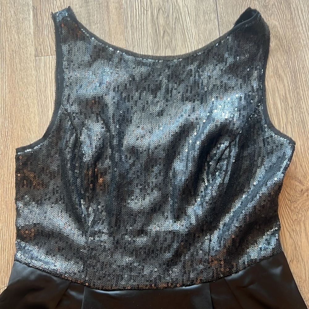 The Limited size 8 Black Sequin and Satin Mini Dress with Low Scoop Zipper Back - Picture 4 of 14